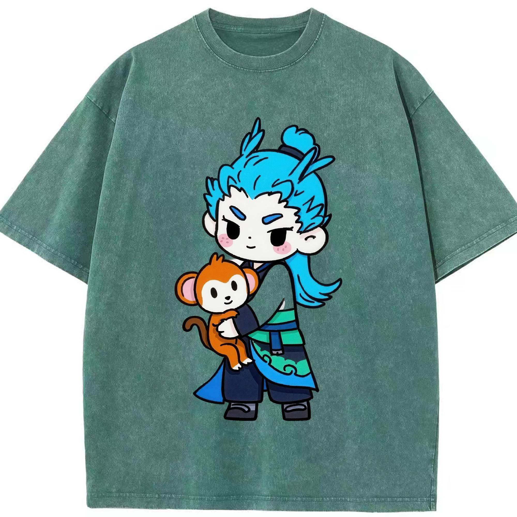 （画像用） Ne Zha 2 ナタ 魔童の大暴れ 綿100% ヴィンテージ風 半袖Tシャツ（フロントプリント）